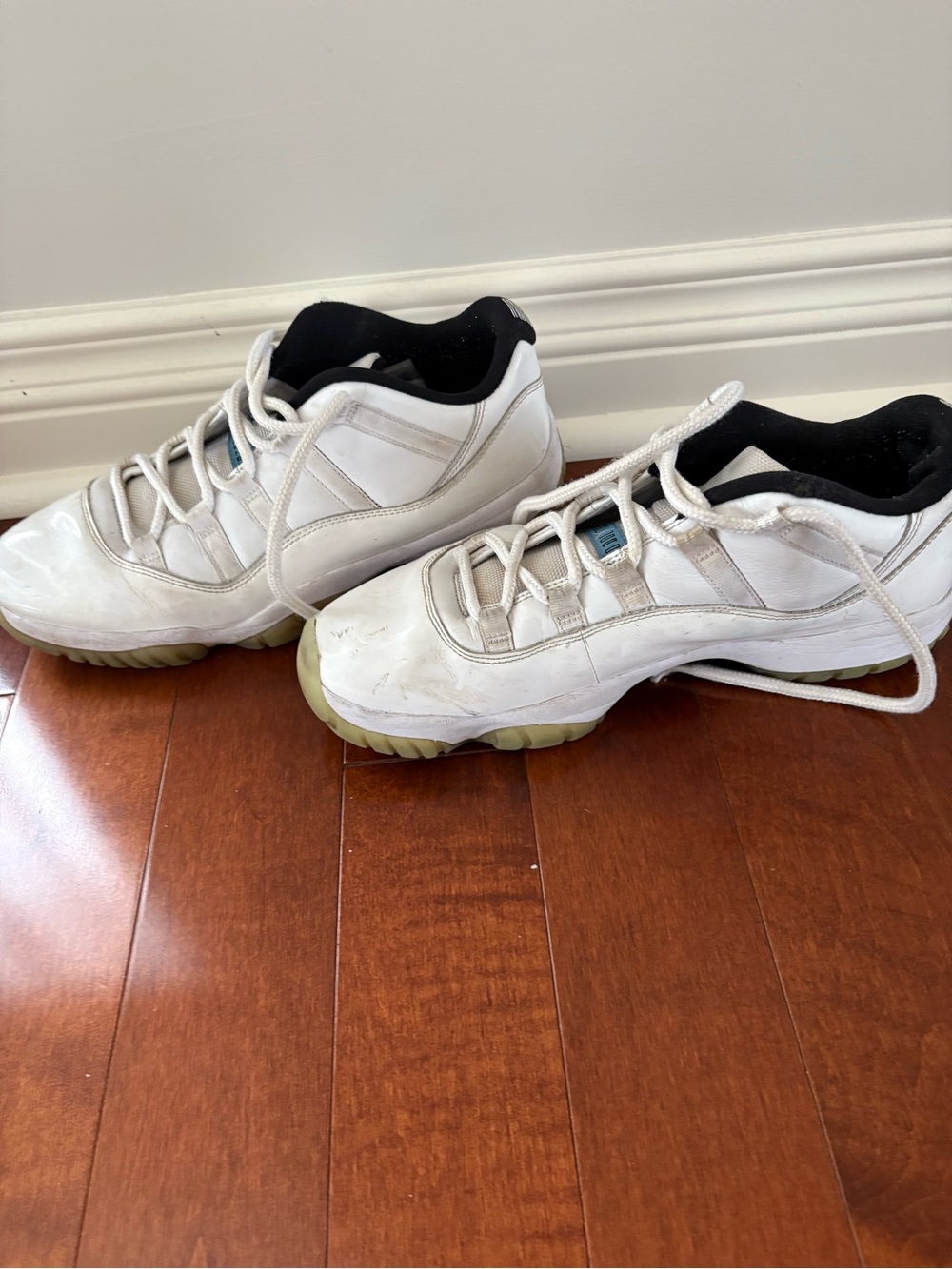 Men's White Low-Top Jordan 11s Athletic Sneakers